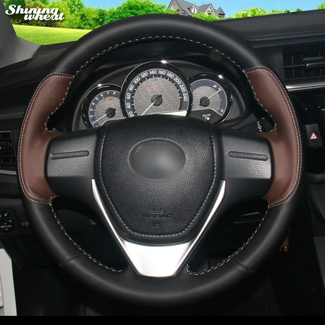 Shining Wheat Palm Red Black Leather Car Steering Wheel Cover For Shining Wheat Palm Red Black Leather Car Steering Wheel Cover For Toyota Rav4 2017 16