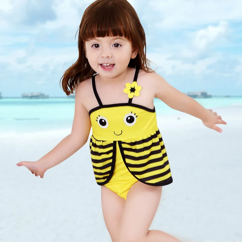 Baby Girl swimsuit Summer Kids Clothes Cutout Bee Baby Girl Treasure