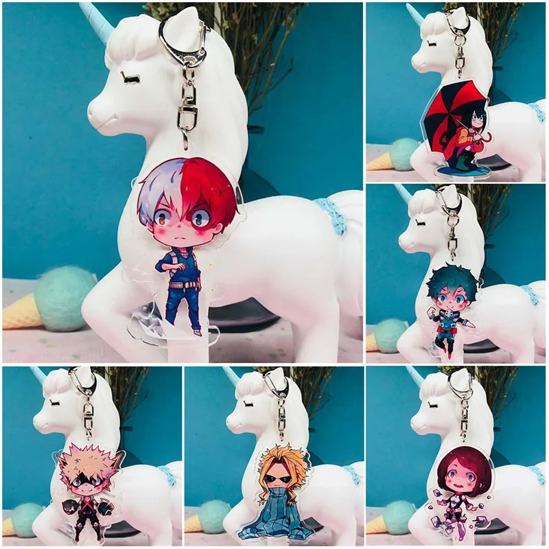 

My Hero Academia Keychain Cute Double Sided Key Chain Pendant Acrylic Anime Accessories Cartoon Key Ring