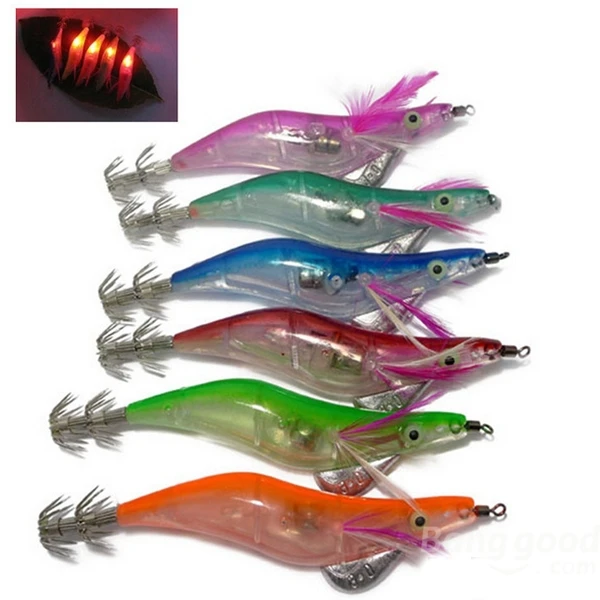 Lewadeal Electronic Luminous Shrimp Lure Squid Fishing Jigs Lures Bass