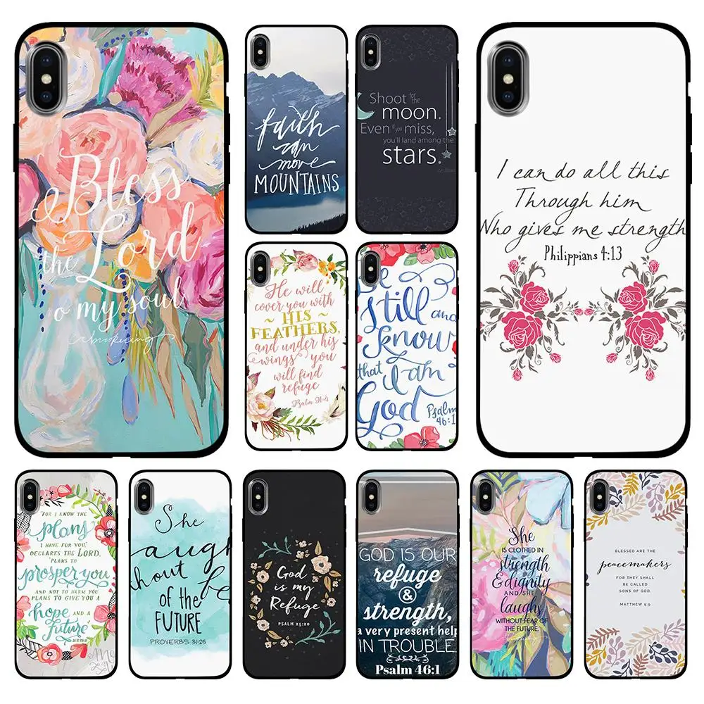 

Bible Quote Verse Philippians Soft TPU Case Cover for Apple iPhone 6 6S 7 8 Plus 5 5S SE X XS MAX XR Silicone Cases
