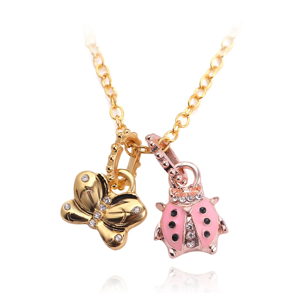 

2 Pieces Insect Necklace Fashion Rhinestone Seven-star Ladybug And Butterfly Pendant Necklace Personality Bijoux Jewelry