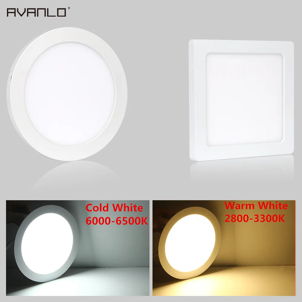 

led panel light 5W/ 6W/12W/18W/24W Round Led Panel Light Surface/Recessed Mounted leds Downlight ceiling panels led 220v 110v