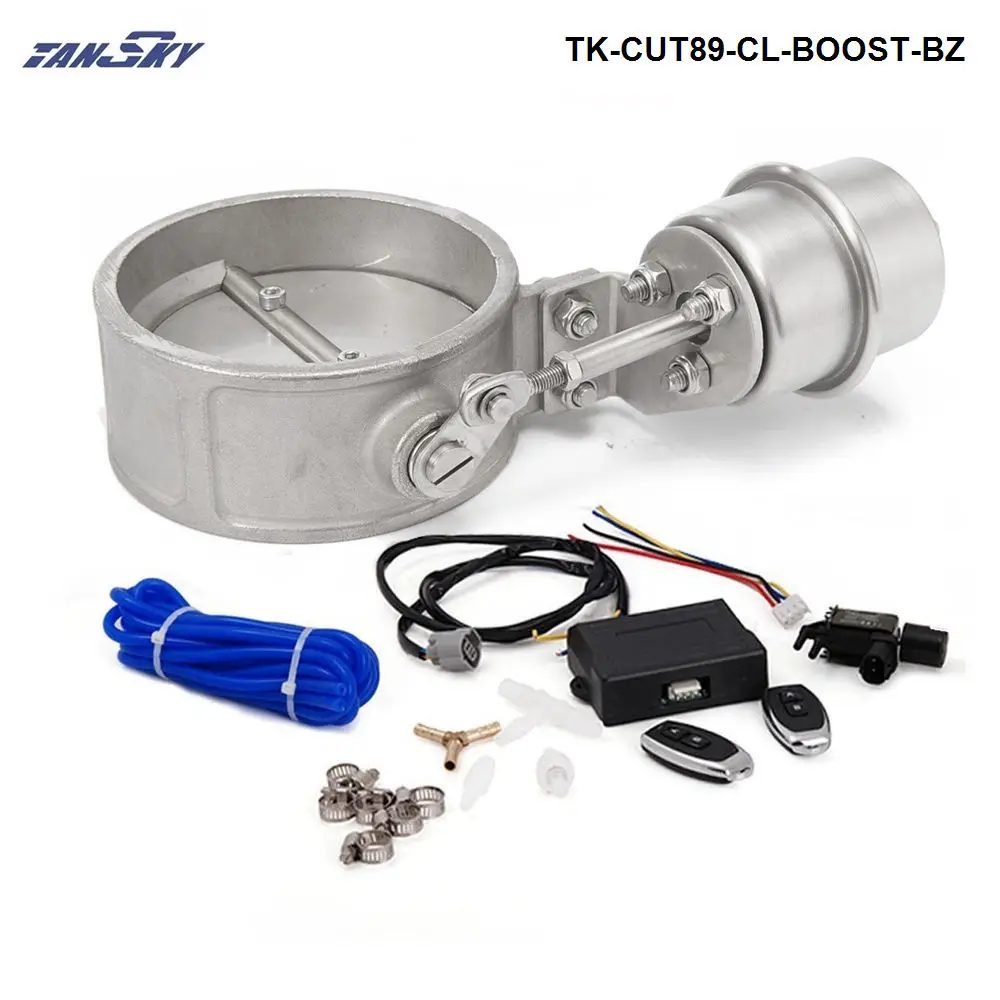 Exhaust Control Valve With Boost Actuator Cutout 89mm Pipe Close with Wireless Remote Controller Set TK-CUT89-CL-BOOST-BZ
