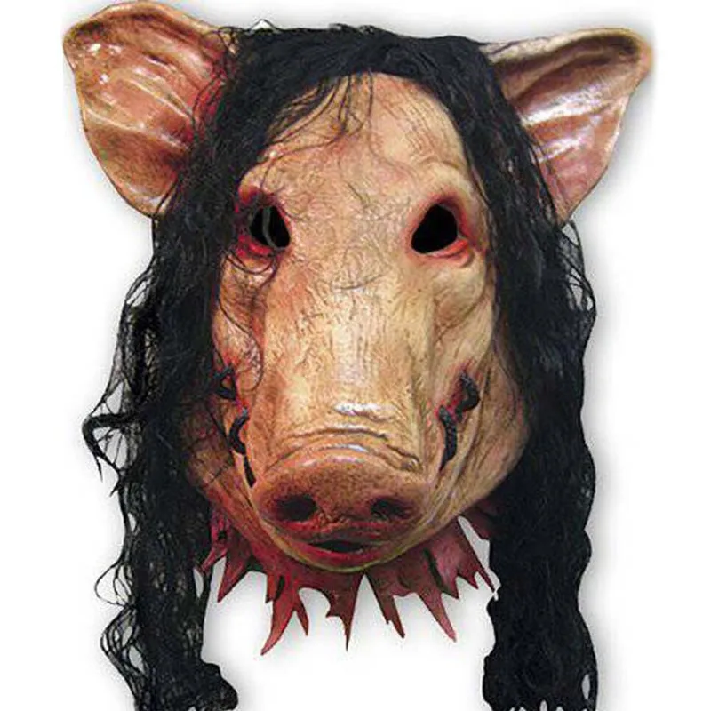

April Fool 's Day Halloween Easter Cosplay Party latex hood tricky Animal Fetish Pig Head Mask Carnival Adult Masquerade Costume