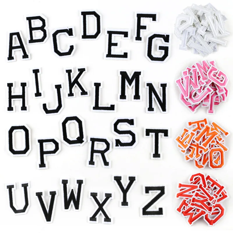 

26/lot Alphabet Letter Mixed Patches Embroidered Iron On Patch For Clothing Badges Paste For Clothes Bag Pants Sewing