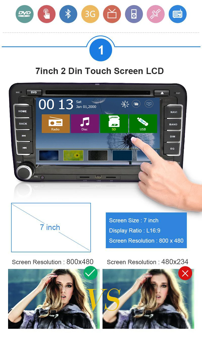 Cheap 7 inch 2 Din Car DVD Player Stereo Navigation For VW POLO GOLF PASSAT CC JETTA TIGUAN car radio gps with Bluetooth SWC Map 7