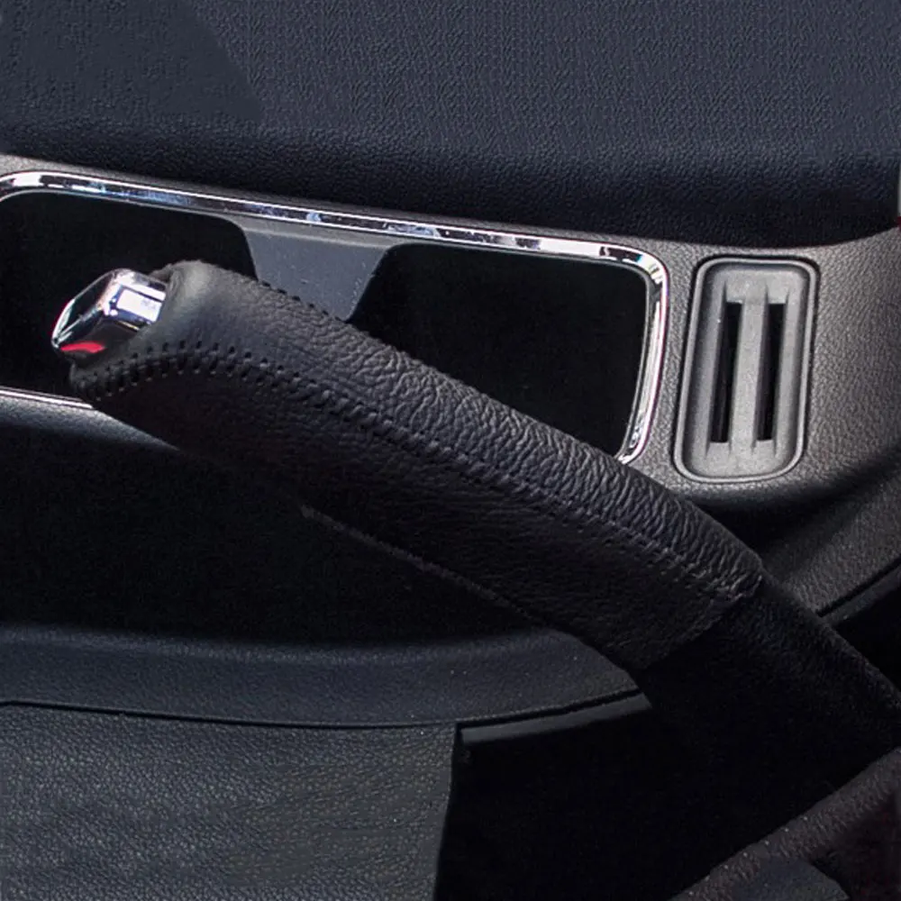 Genuine Leather Covers hand brake cover gear head cover for Hyundai creta ix25-Car Handbrake Gear Head Shift Knob Cover Gear Shift Cover