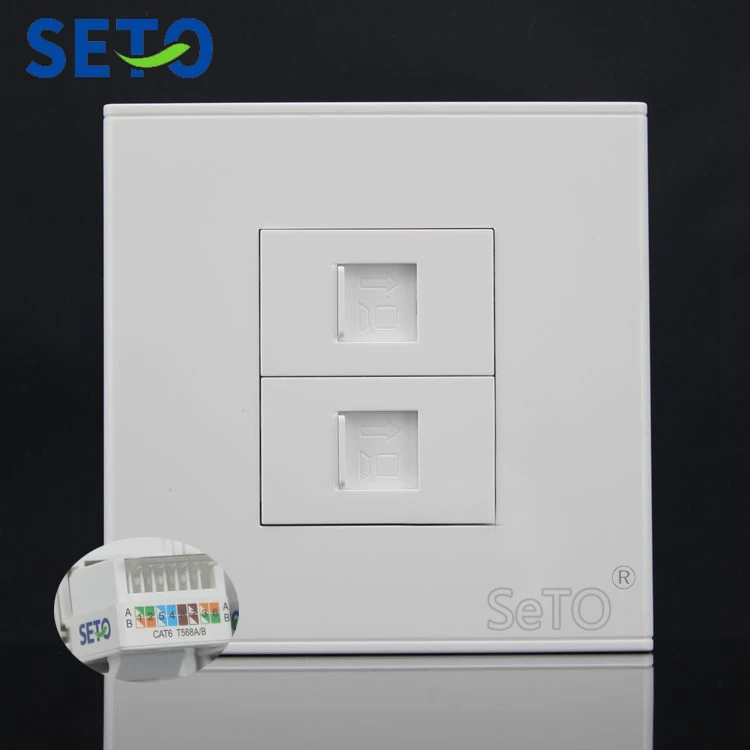 SeTo 86 Тип Двойной Gigabit Ethernet RJ45 Cat6 Сетевой Lan розетка настенная пластина Keystone