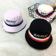 Весна лето Харадзюку стиль ведро Мужские Женские шапки уличная Рыбацкая шляпа рыболовная Кепка вышивка Blackly буквы шляпа от солнца