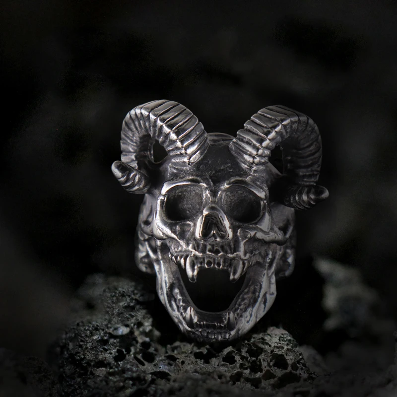Huge  Big Ram Skull Head ring (4)