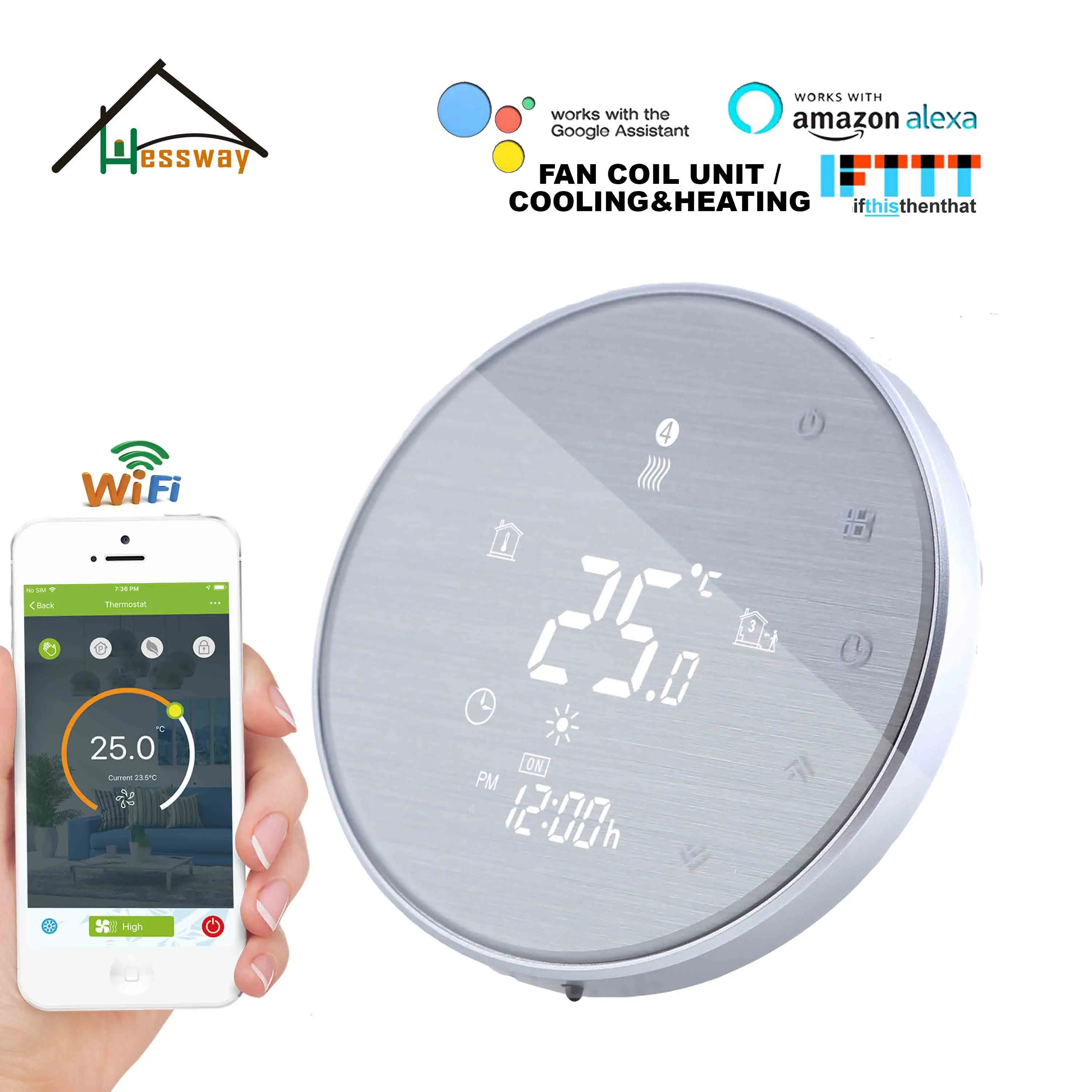 Wi Fi термостат HESSWAY TUYA охлаждение нагрев для умного google home рисование