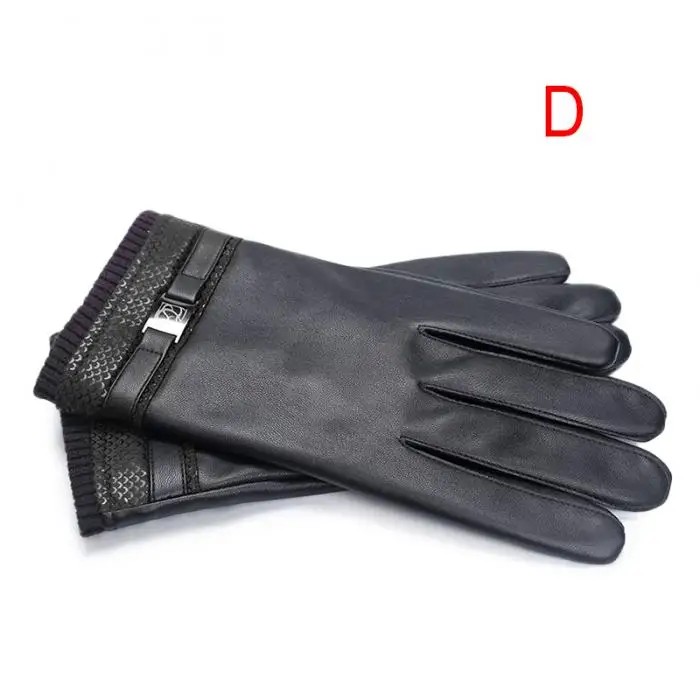 2018 Новый PU кожа сенсорные перчатки ветрозащитный водительские перчатки черные зимние теплые перчатки BS88