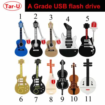 

Today On Sale : Carton Guitar PVC USB Flash Drive 16gb 32gb real flash pendrive USB2.0 Memory stick