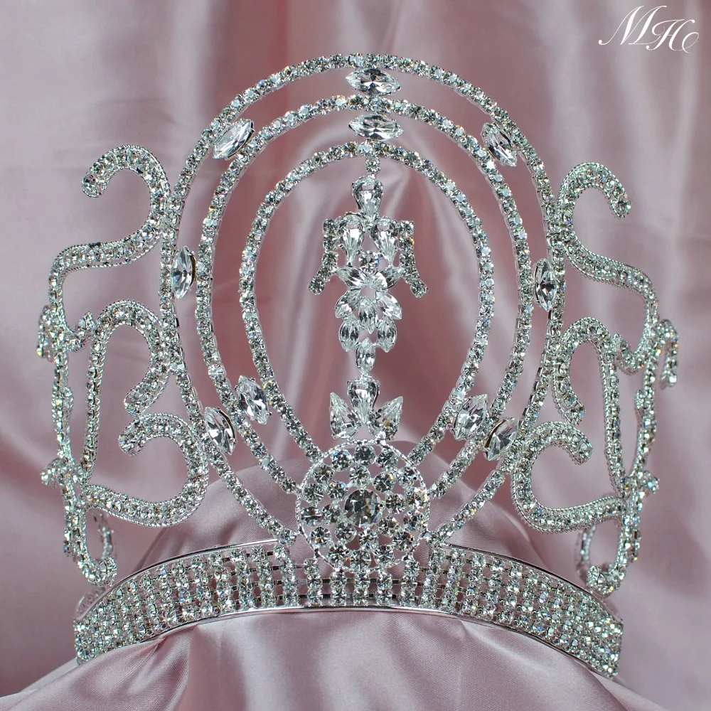 6" Royal Queen Crown Handmade Tiara Diadem Clear Crystal