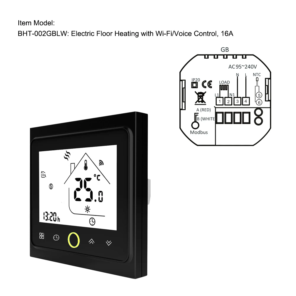 BHT-002GBLW WiFi цифровой терморегулятор для газового котла домашний терморегулятор для теплого помещения