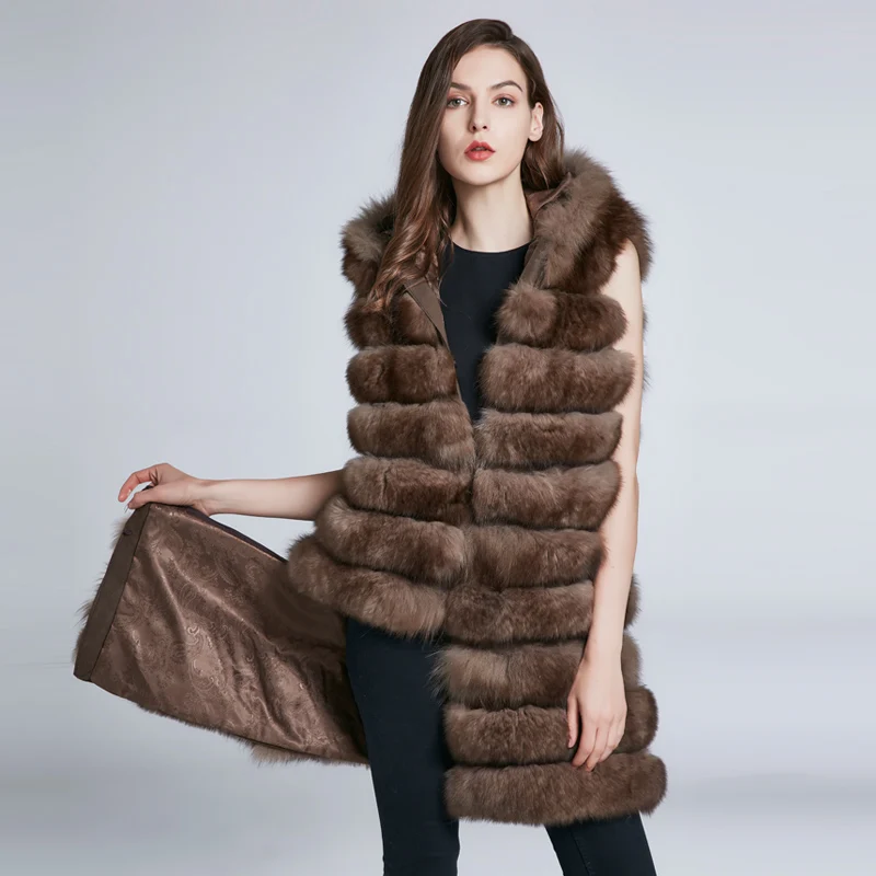 Fourrure De Rayures Hzd Jkp D'hiver Nouveau 90c Manteau Chapeau Col Femmes 2018 À Long A Changement Mode Renard Peut Naturelle 4ZZwqX