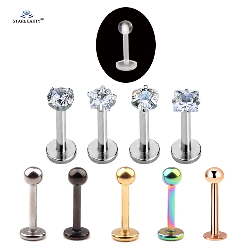 Starbeauty 10 шт Женский траг пирсинг Лабрет прозрачное Сердечко с драгоценным камнем