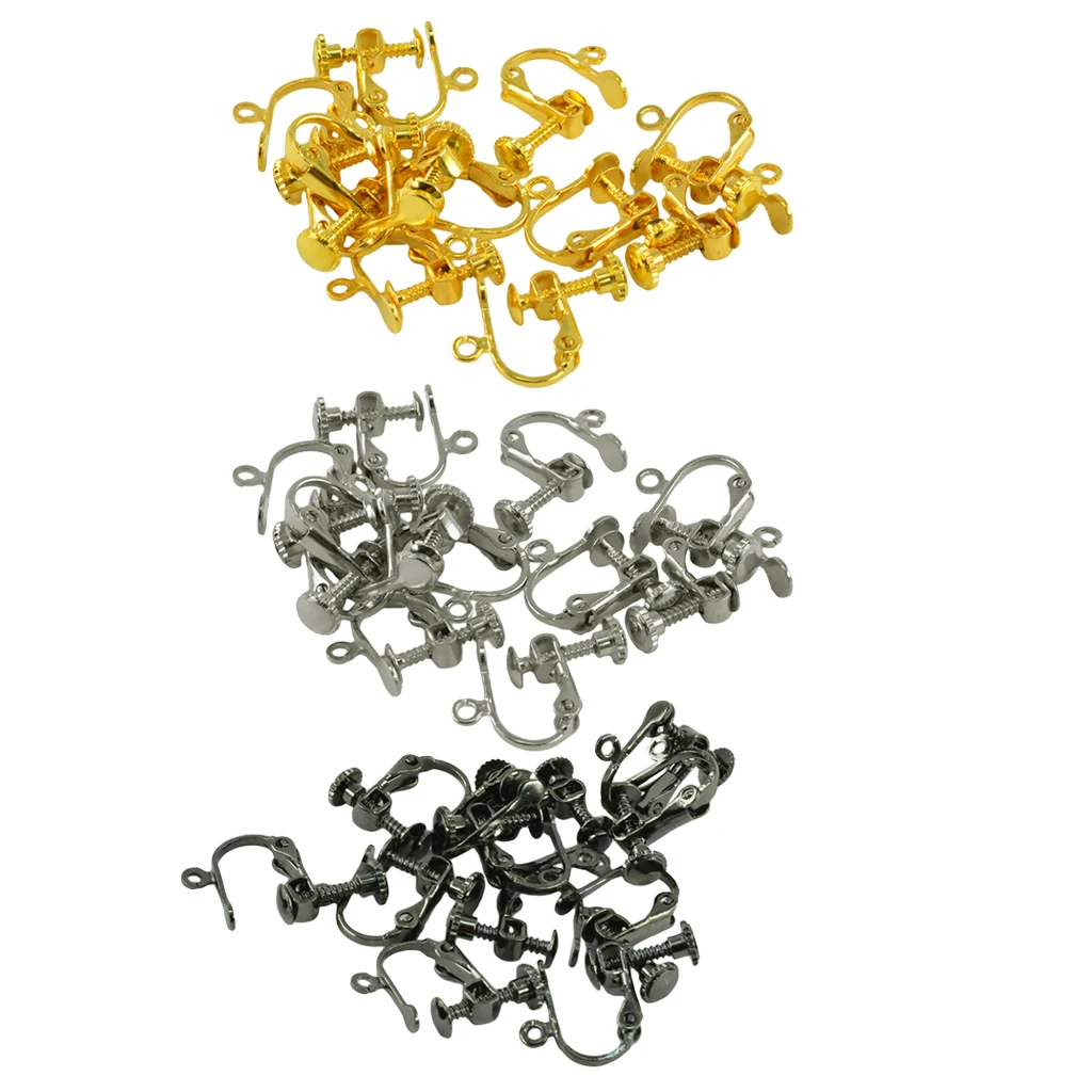 36 Pieces Non-Piercing Brass Adjustable Screw Earring Clip Hooks DIY Crafts