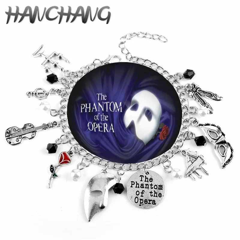 

HANCHANG Romantic Bracelet Hamilton Broadway The Phsntom Of The Opera Music Mask Bangle Bracelet Women Wristband Gift