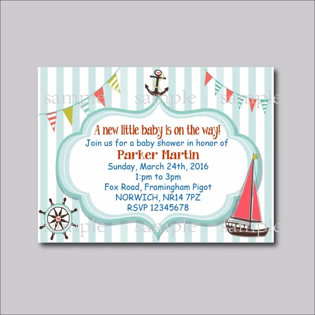 20 pcs lot custom nautical baby shower invites birthday invitations