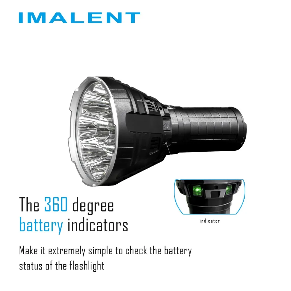 

IMALENT R90C Handheld Torch 9 * CREE XHP35 HI LEDs max 20000 beam distance 1679 meter camping flashlight with battery pack