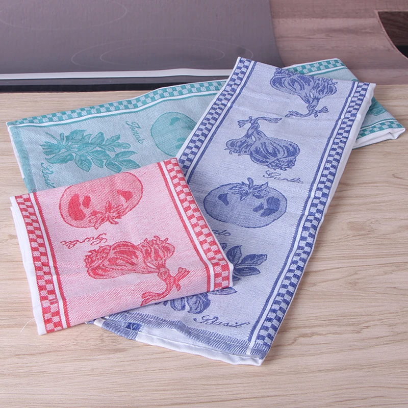 Blue,Kitchen Glass Cloth Tea Towel,Jacquard & Waffle Woven,100%Cotton