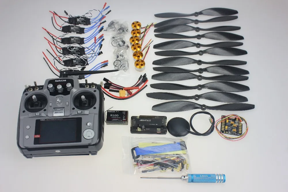 

JMT 6Axis Foldable Rack RC Helicopter Kit APM2.8 Flight Control Board+GPS+1000KV Motor+10x4.7 Propeller+30A ESC+AT10 TX