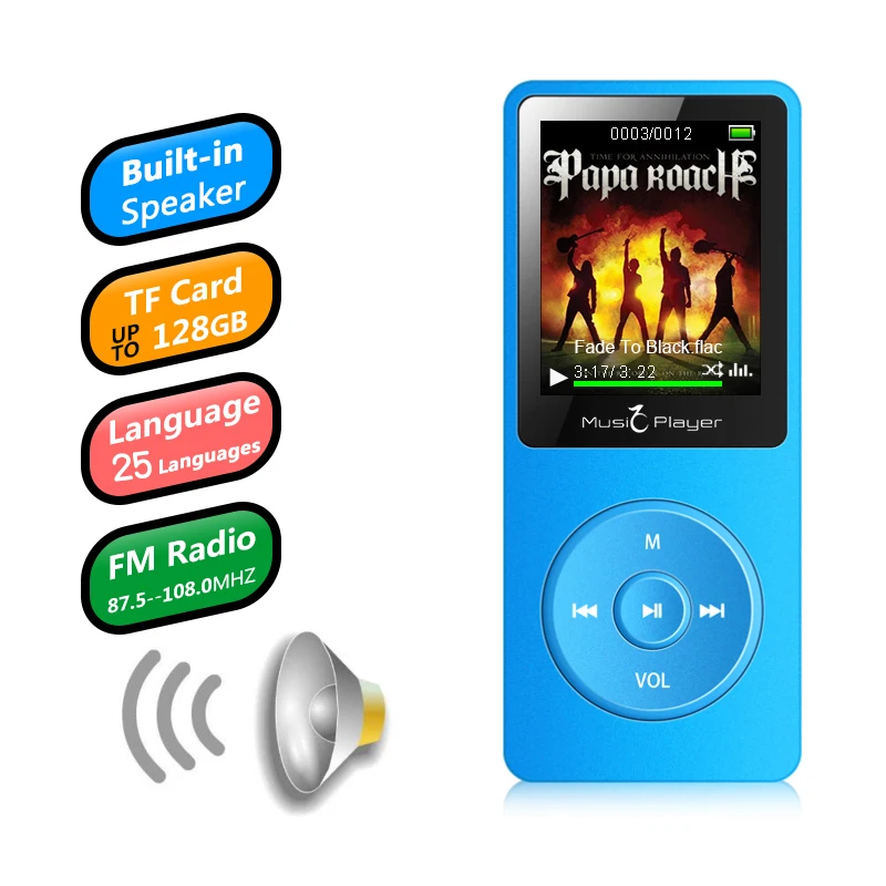 

IQQ new version MP3 Player Built-in Speaker and 8GB memory with 1.8 Inch Screen can play 100h Portable Lossless sound Walkman
