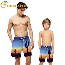 Пляжные шорты мужские пляжные купальные шорты с принтом для сына и папы, купальный костюм, пляжный купальник, Пляжные штаны для серфинга