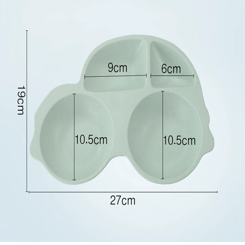 GZZT Baby Plate Blue Bamboo Fiber Children Cartoon Shape Dinnerware Sets Bowl Kids Rice Feeding Tableware