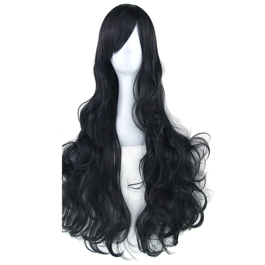 

Soowee 20 Colors 80cm Long Wavy Women Hair Piece Heat Resistant Synthetic Hair Black Gray Party Cosplay Wigs