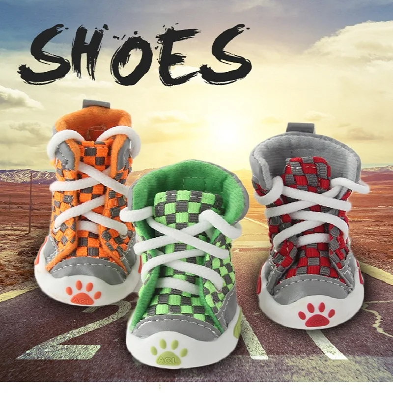 

4 Pcs/Set Winter Pet Shoes Waterproof Anti-slip Warm Small Cat Dog Puppy Lace-up Rain Snow Boots