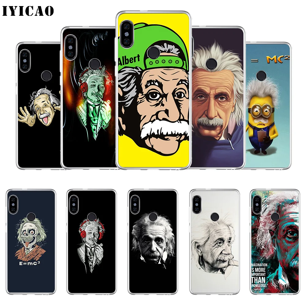 

IYICAO funny Albert Einstein Soft Silicone Phone Case for Xiaomi Redmi 4A 5A 6A Note 7 6 5 Pro Plus Redmi 4X 5A Prime Cover