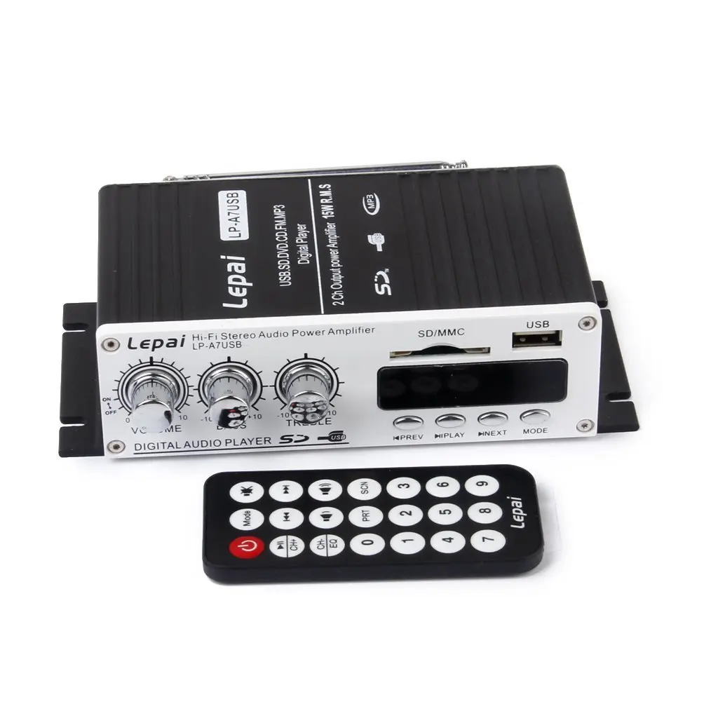 

LEPY Auto Mini MP3 Hi-Fi Stereo Audio Amplifier with USB/ SD connection FM with Remote