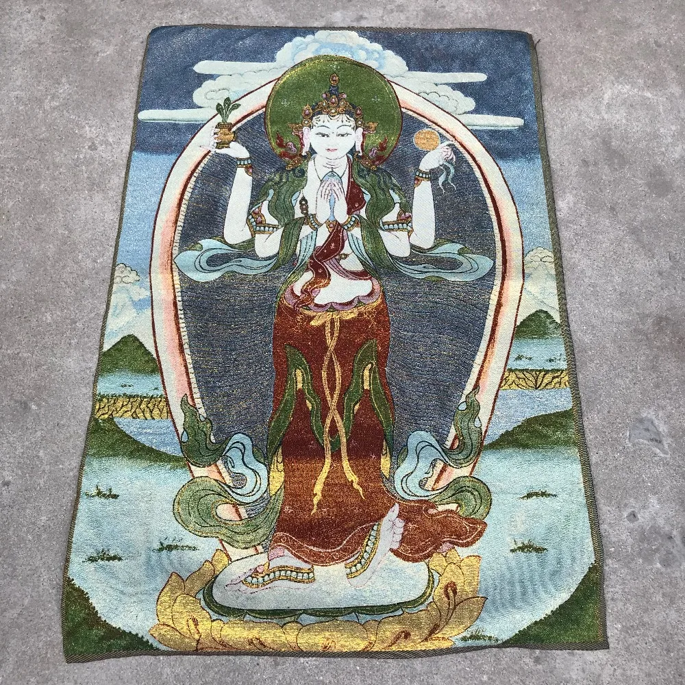 

Antique Miscellaneous Embroidery Brocade Tangka Tibetan Buddhism Thangka reincarnation Buddha Collection special gift