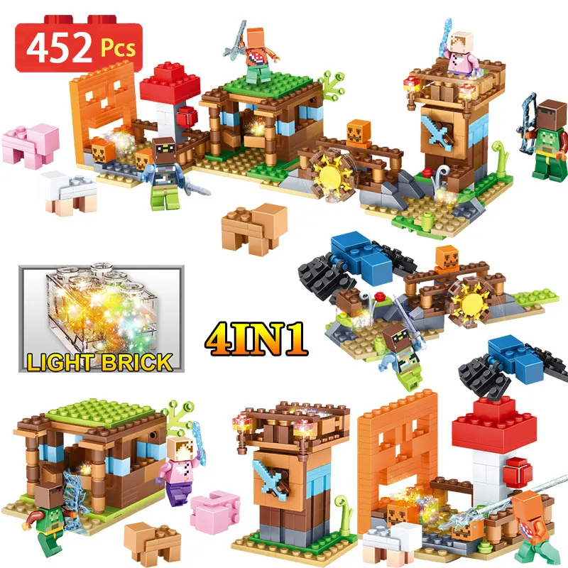 

My World Farm Building Blocks Compatible LegoINGLY Minecrafted Castle Village DIY Nether Bricks EnlightenToys For Children