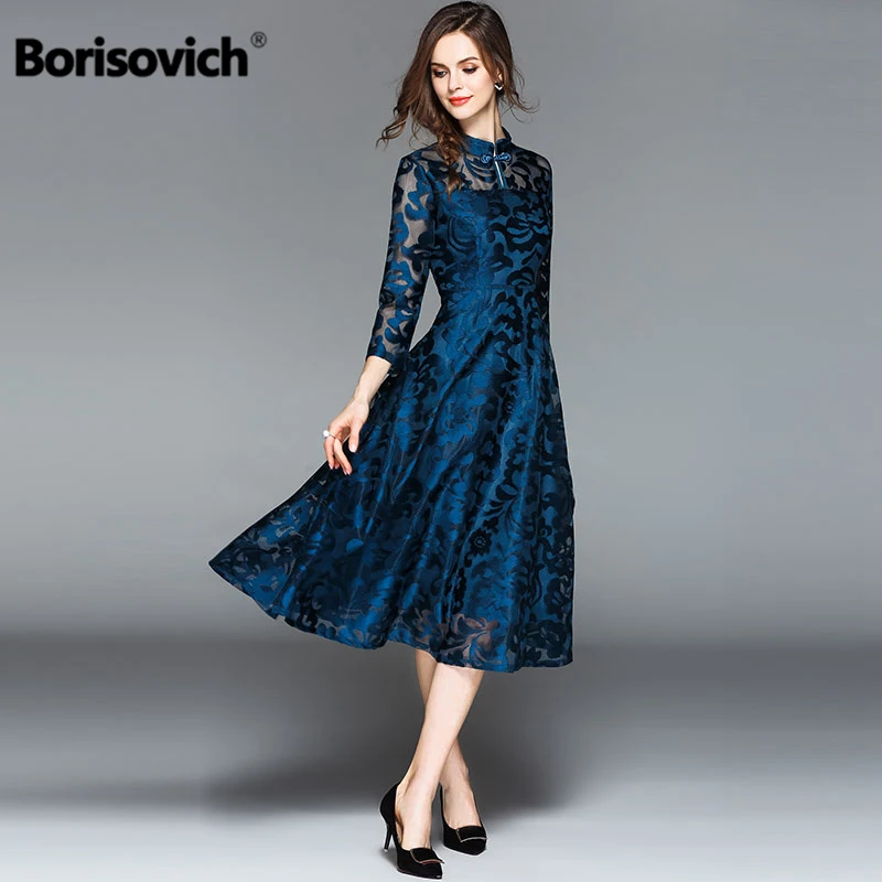 Borisovich женское повседневное длинное платье новый бренд 2018 осень винтажное