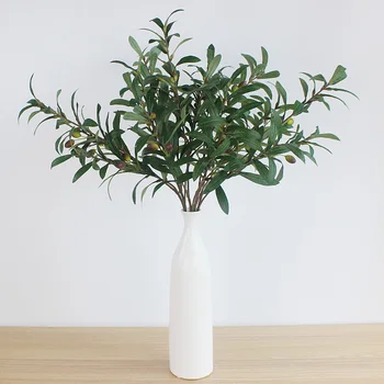 

3pcs Green Artificial Olive Branches Simulation Fruit Artificial Plant Leaves Home Wedding Decorative Fake Flowers