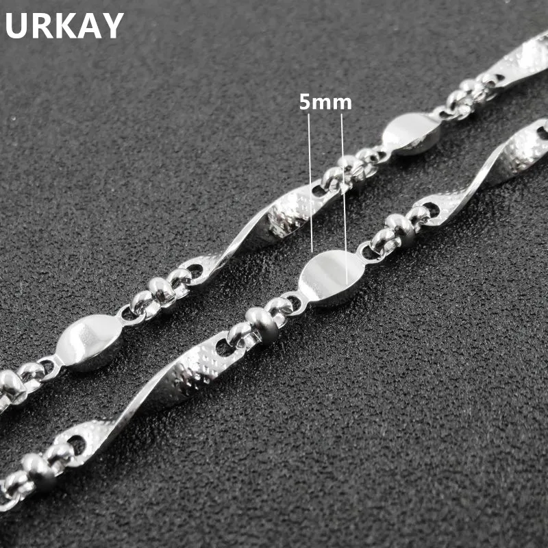 

URKAY Customizes 5mm 50/55/60/70/80/90cm Silver Tone Stainless Steel Figaro Chain Necklace For Man, Fashion Jewelry