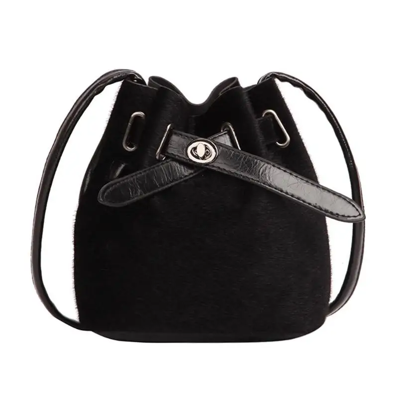 Сумка-мешок на шнурке, модная дизайнерская сумка, сумка через плечо с леопардовым принтом, женские сумки-мессенджеры, сумка через плечо для женщин и девушек Z50 - Цвет: Черный