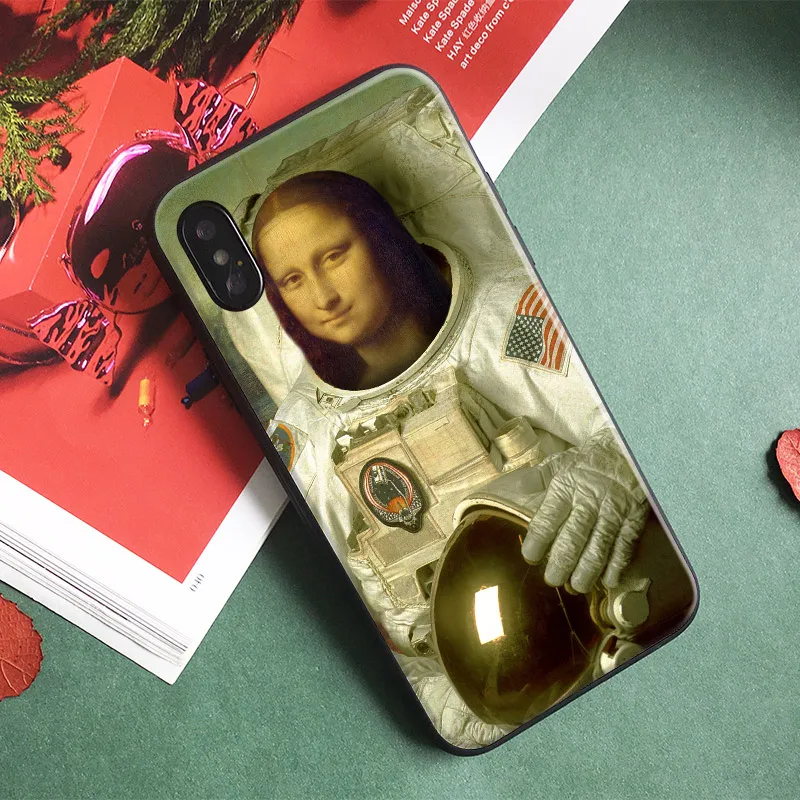 

Mona lisa Astronaut Kuso funny Art Soft Silicone Phone Case Cover Shell For Apple iPhone 6 6s 6Plus 6sPlus 7 8 7Plus 8Plus X