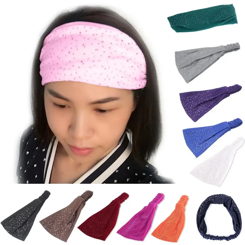 Fashion Women Head Wrap Soft Hair Band Rhinestone Headwear Turban Twist