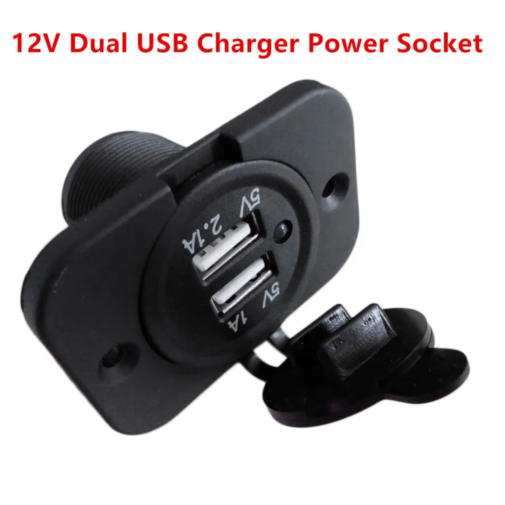 

2017 new style 1PC 12V Dual USB Charger Power Socket Outlet Plug Panel Mount Boat Truck Auto