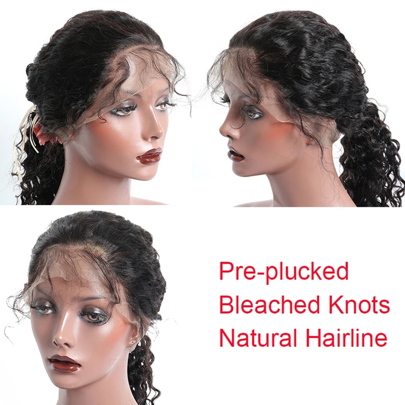 Deep Wave 360 Lace Frontal Closure Pre Plucked Brazilian Remy Human Hair Closures Bleached Knots Prosa Hair Products