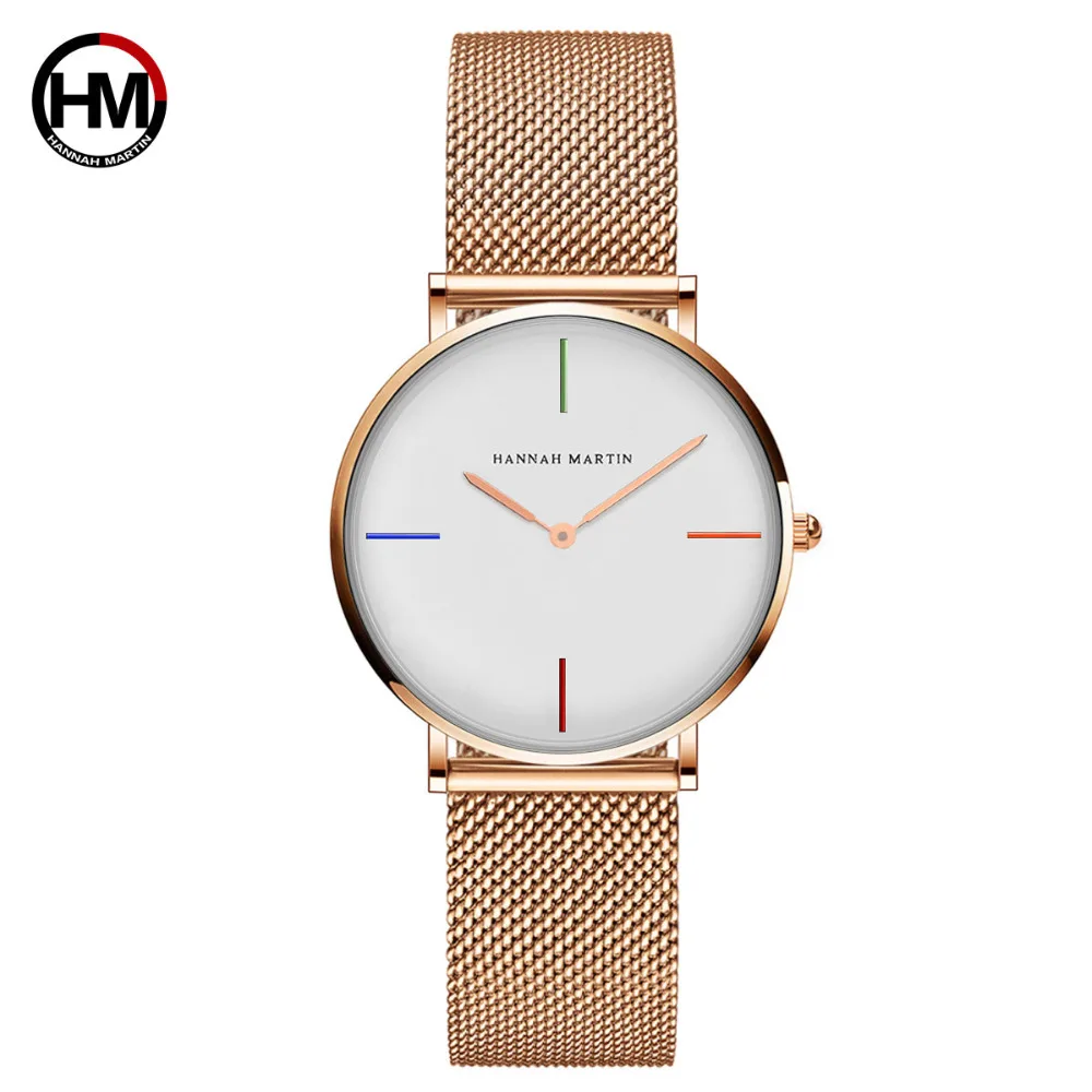 Hannah Martin Women Watches Ultra Thin Luxury Woman Casual Waterproof