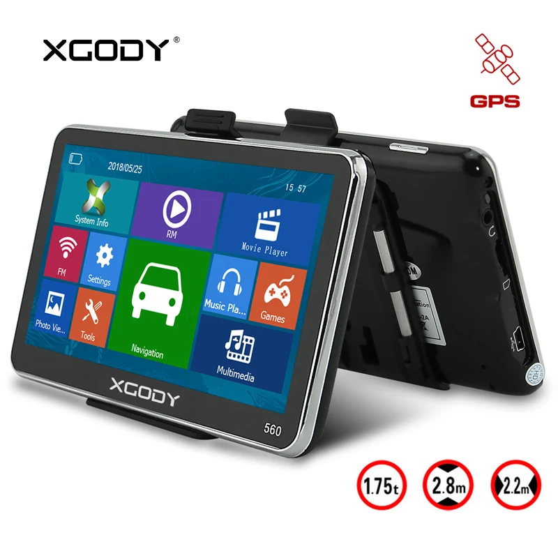 

XGODY 5" Car GPS Navigator 128M+8GB Capacitive Touch Screen Truck GPS Navigation FM Bluetooth SAT NAV Sunshade Auto 2018 Map 560