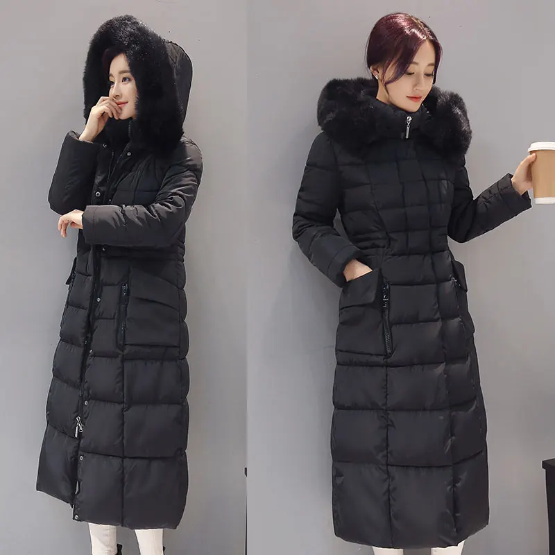 blue Taille Épaississement Long Chaud Black red Plus Col Fourrure Femmes 2018 Amovible La Vêtements Veste De Cap green Manteau 5xl Hiver Parkas Coton Mince Nn0wv8m