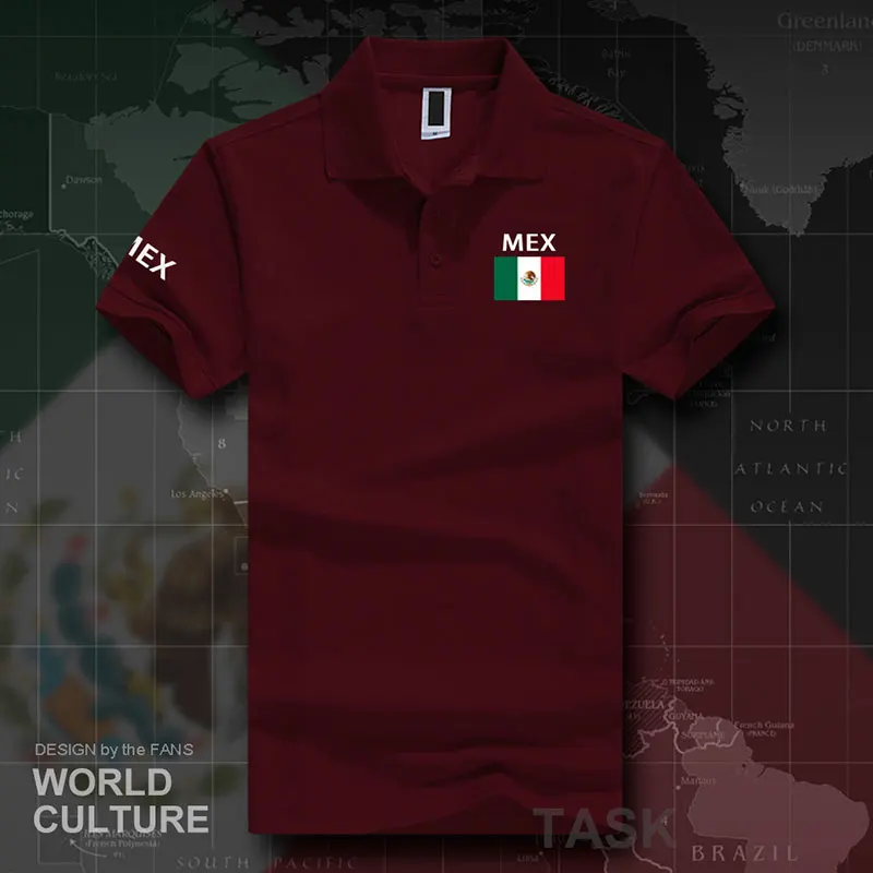 Мексиканские США, Мексика, поло, рубашки для мужчин, короткий рукав, белые бренды, с принтом для страны, хлопок, национальная команда, флаг, Новинка - Цвет: polo-Maroon