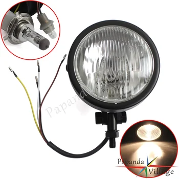 

Universal H4 12V Matte Black Motorcycles Front Headlight Custom Head Lamp Lighting For Harley Chopper Bobber Cafe Racer